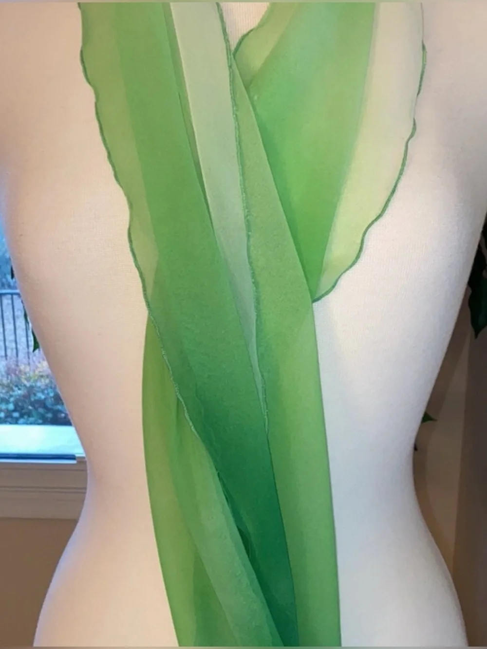 Vintage Ray Strauss Ombré Oblong Lettuce Ledge Polyester Scarf
